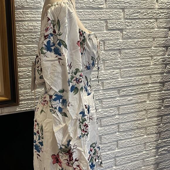 Urban Outfitters Lumiere Boho Floral Dress White Blue Pink Green Large - Picture 4 of 7